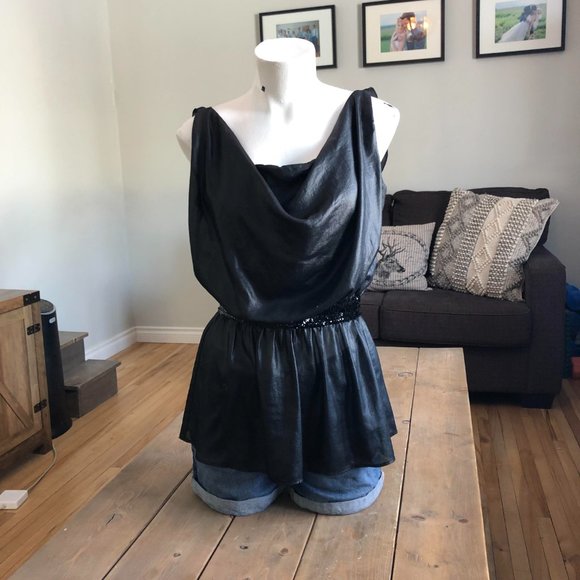 Black Feminine Dressy Smart Set Top | Size S - Picture 6 of 13